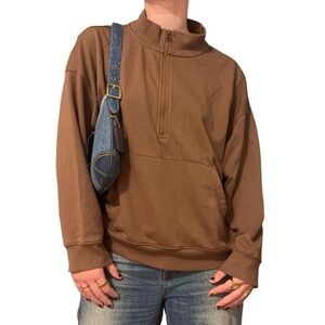 Chocolate Brown Oversized Quarter Zip